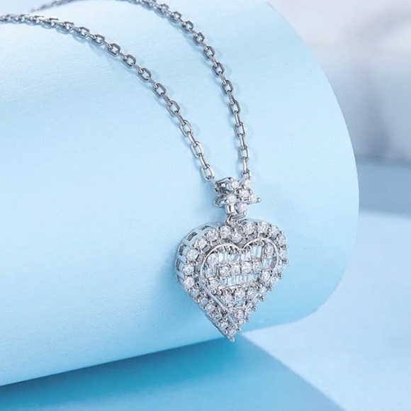 NEW 925 STERLING SILVER DIAMOND PENDANT NECKLACE - Picture 8 of 8